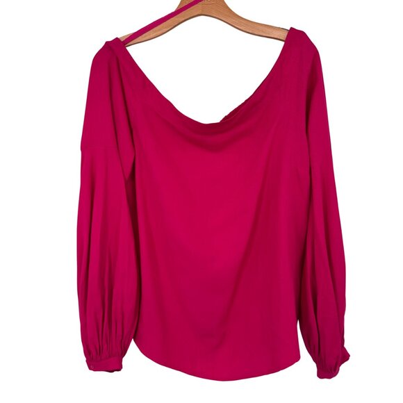 Anthropologie Floreat Hot Pink Mazza Off The Shoulder blouse size 12 top womens - Picture 2 of 12